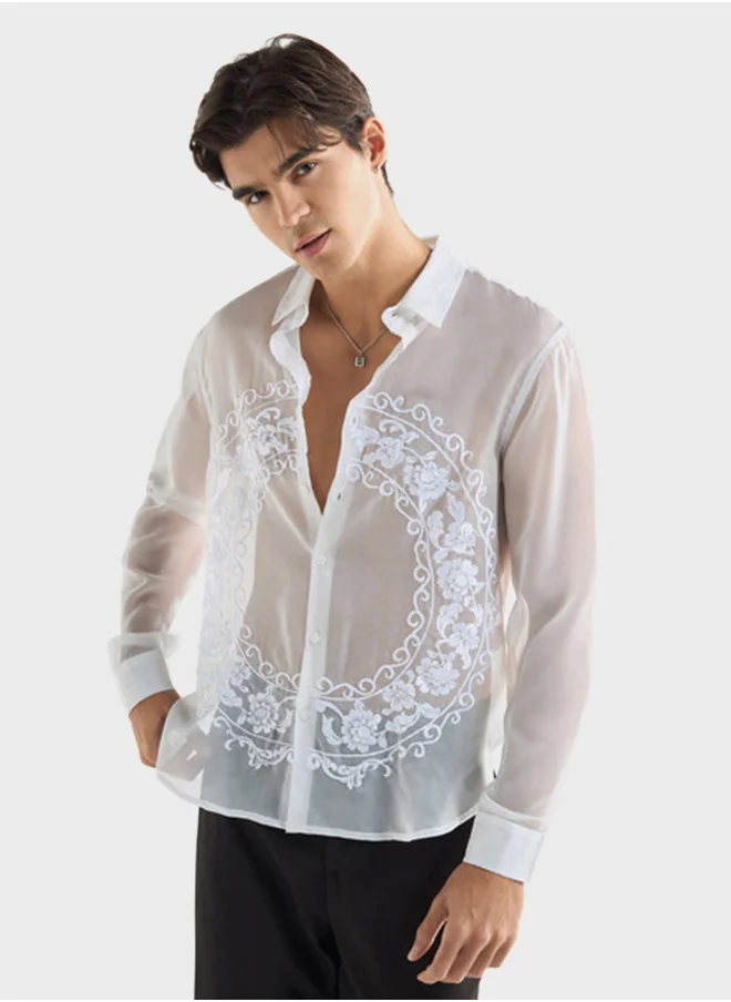 فاف Regular Fit Embroidered Shirt