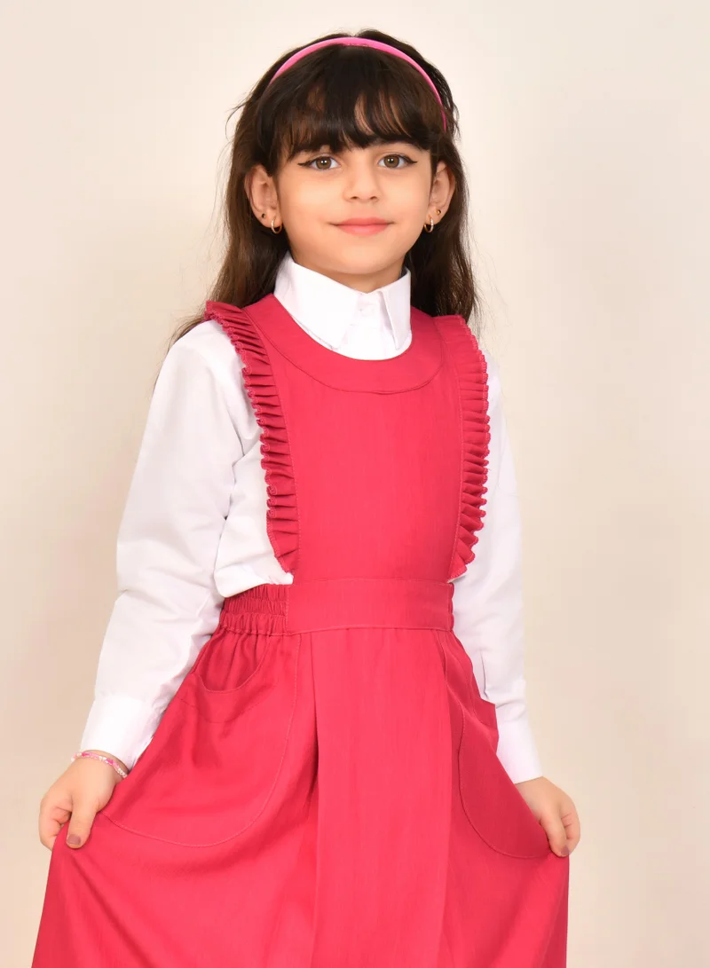 HAWRAA ABAYA Fuchsia apron with elegant ruffles and elasticated sides - Primary
