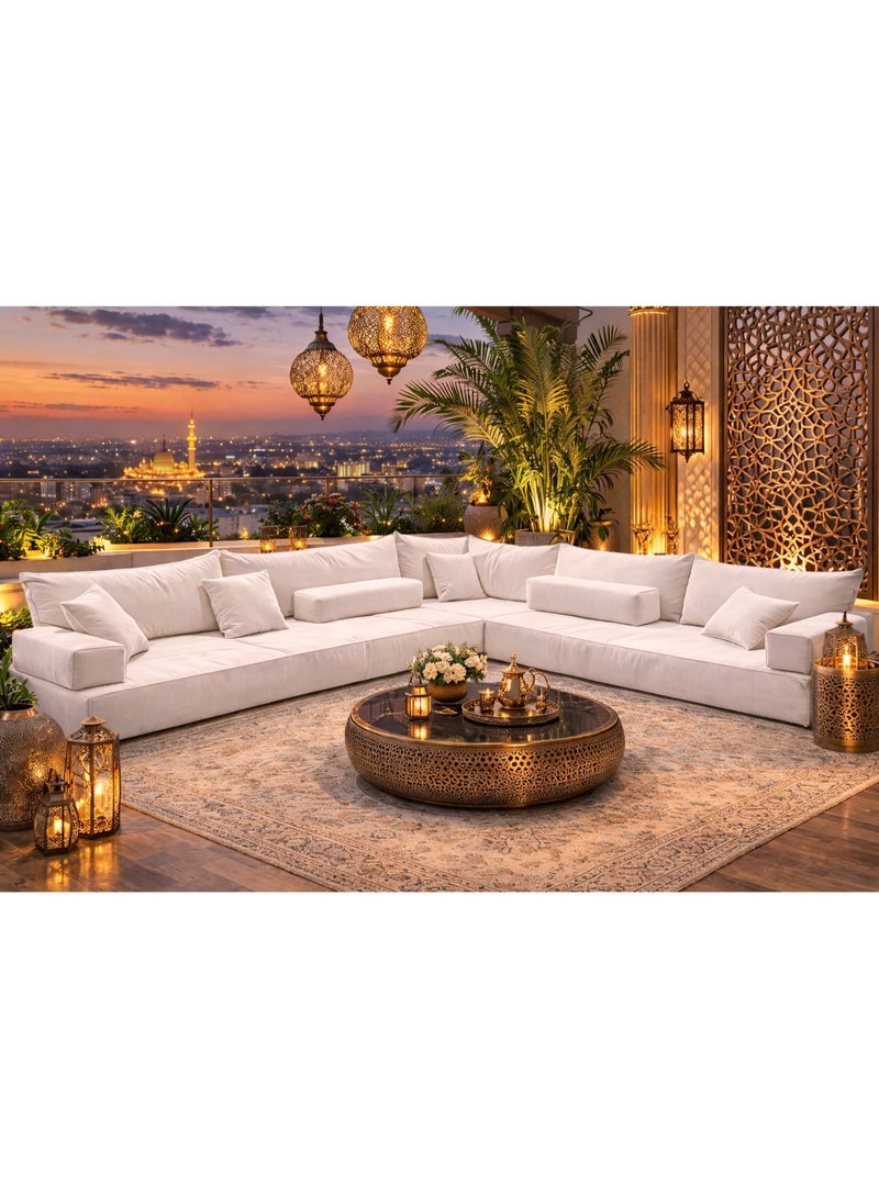 Xboat Luxury Moroccan Style Outdoor Sectional Sofa Set, White, with Ornate Arabic traditional Majlis sofa set 1 - Image 1