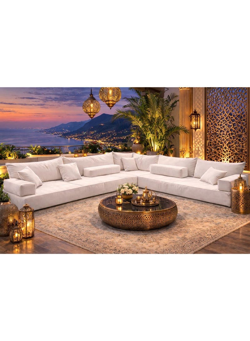 Xboat Luxury Moroccan Style Outdoor Sectional Sofa Set, White, with Ornate Arabic traditional Majlis sofa set 1 - Image 2