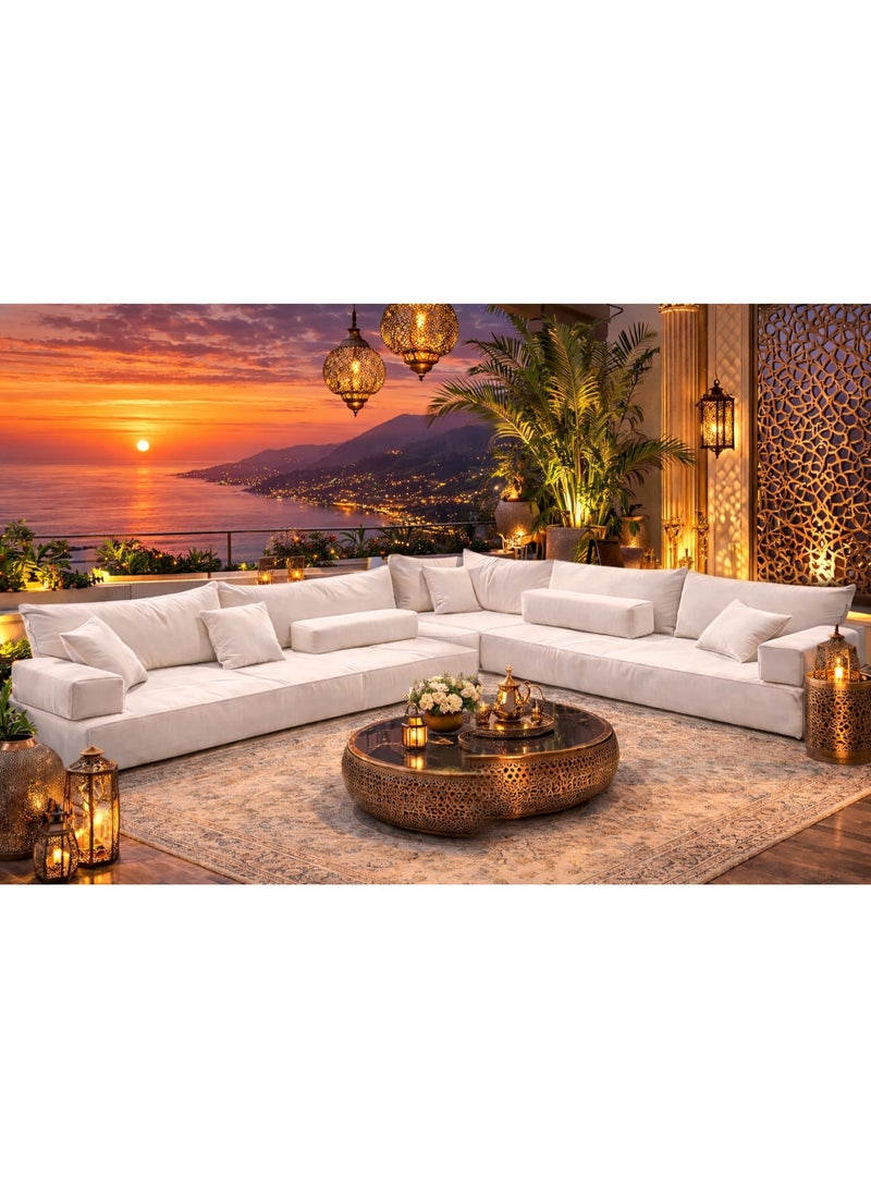 Xboat Luxury Moroccan Style Outdoor Sectional Sofa Set, White, with Ornate Arabic traditional Majlis sofa set 1 - Image 3