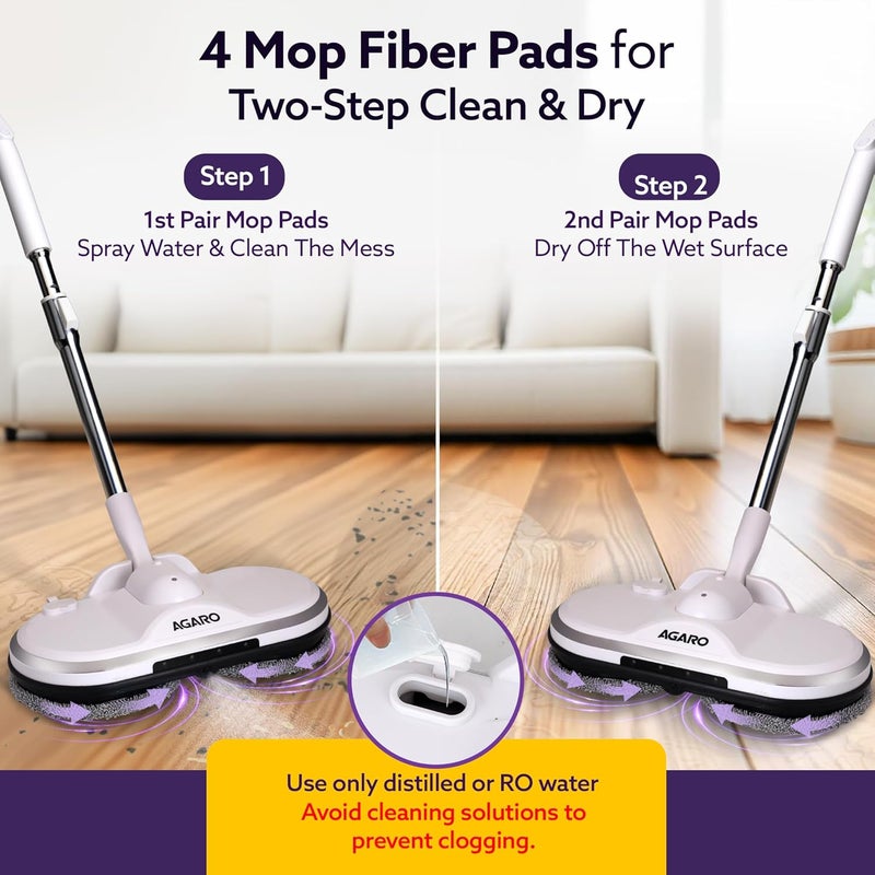 AGARO AGARO Regency Electric Spin Mop for Floor Cleaning Mopping Automatic Wet Mopper Cordless Adjustable Handle Water Sprayer Lightweight for Wooden Tiles Hard Floors Home Kitchen Office use  - Image 3