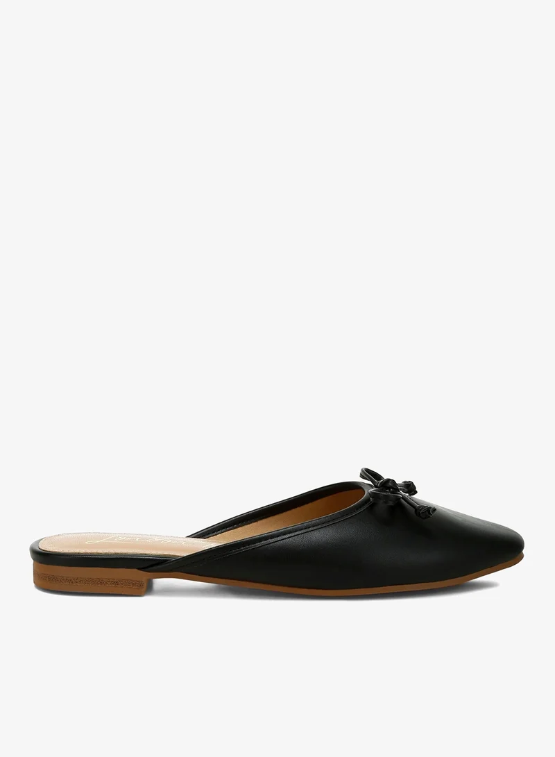 Bow Slip-On Flat Mules in Black