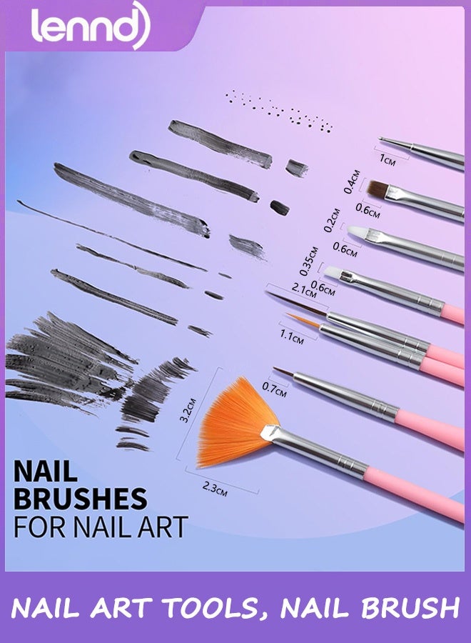 LENND Nail Art Tools, Nail Brush, 15 PCS Nail Art Brushes, 5 PCS Nail Dotting Tool, Nail Stand, Nail Holder For Painting Nails, Press On Nail Stand, Nail Tools, Nail Design Tools - Image 2