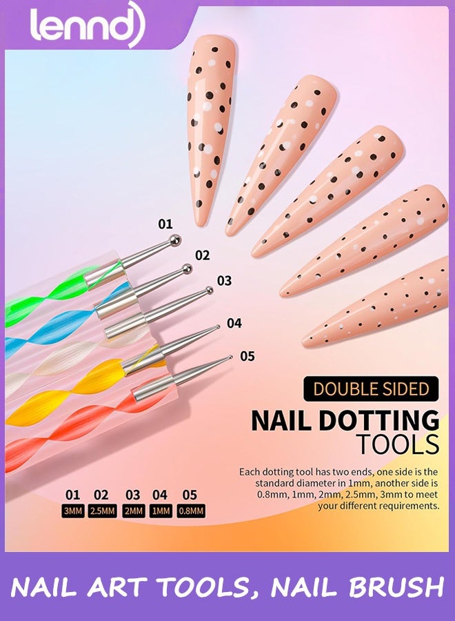 LENND Nail Art Tools, Nail Brush, 15 PCS Nail Art Brushes, 5 PCS Nail Dotting Tool, Nail Stand, Nail Holder For Painting Nails, Press On Nail Stand, Nail Tools, Nail Design Tools - Image 5