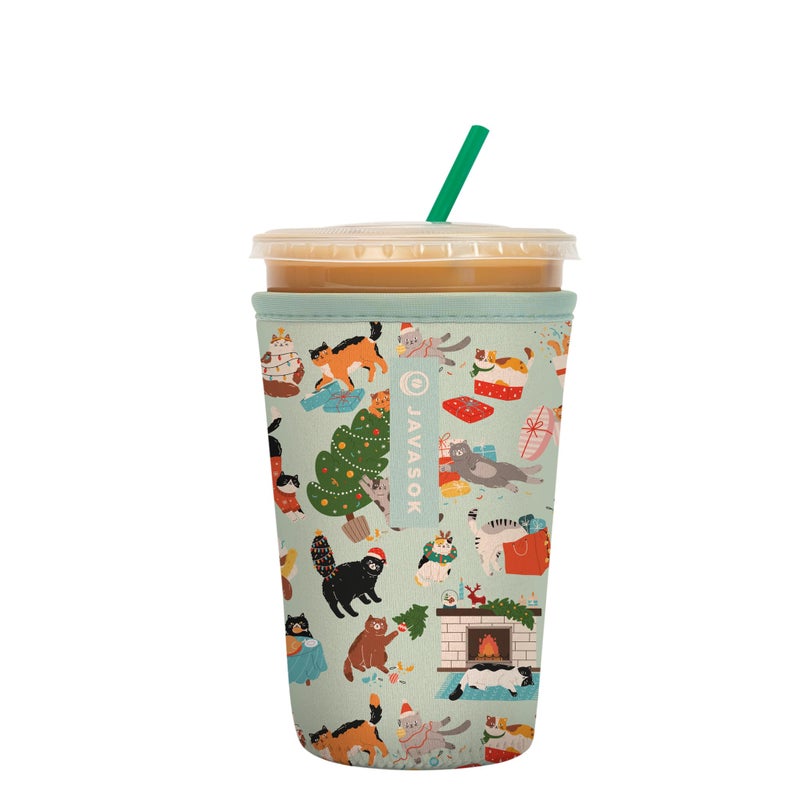 Sok It Javasok Iced Coffee & Cold Soda Insulated Neoprene Cup Sleeve (Meowy Mayhem  Medium: 22-28Oz) - Image 1