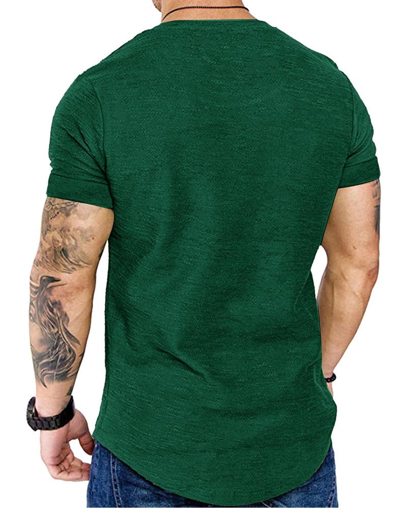Uni Clau Fashion Mens T Shirt Muscle Gym Workout Athletic Shirt Cotton Tee Shirt Top Green Large - Image 4