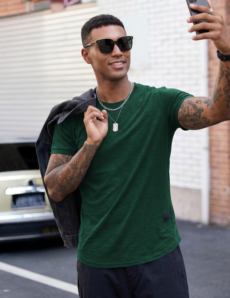 Uni Clau Fashion Mens T Shirt Muscle Gym Workout Athletic Shirt Cotton Tee Shirt Top Green Large - Image 5