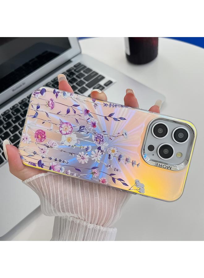 S-TOP Case For iPhone 16 Electroplating Laser Flower Texture TPU Phone Case - Image 2