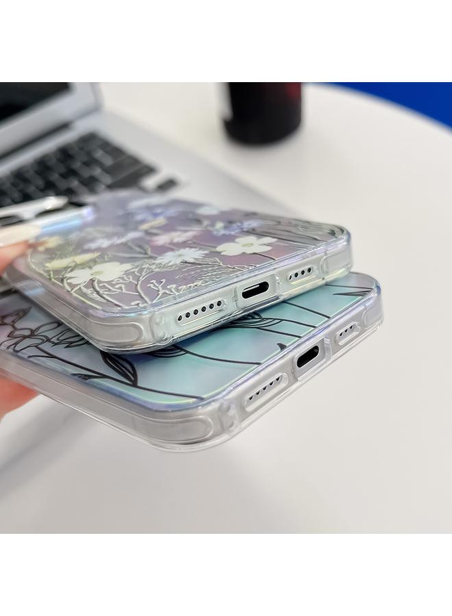 S-TOP Case For iPhone 16 Electroplating Laser Flower Texture TPU Phone Case - Image 5
