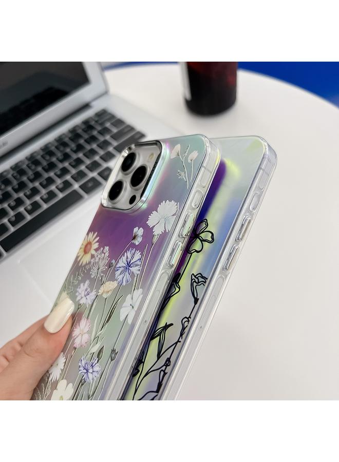 S-TOP Case For iPhone 16 Electroplating Laser Flower Texture TPU Phone Case - Image 4