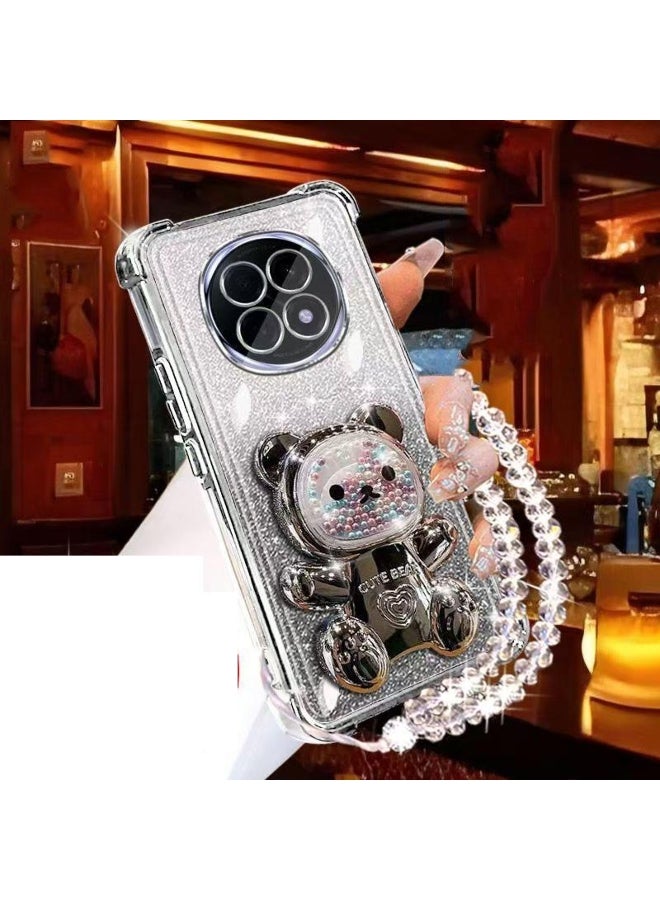 Glitter Bear Bracket Holder Bracelet Case For Tecno Spark 20 Pro Spark20 20Pro 20C Spark 10 Pro 10C 8C Lanyard Shockproof Cover
