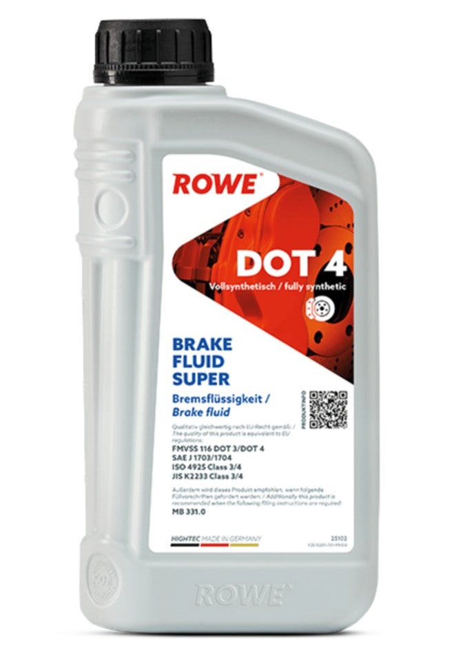 ROWE - HIGHTEC FULLY SYNTHETIC BRAKE FLUID SUPER DOT 4 -1 Ltr.(Germany) - Image 1