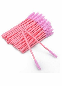 Silicone Disposable Eye Brushes, Pink Brush Mascara Wands, Eyelash Mascara Brushes Eye Lash Applicator Brush 100 PCS (Pink)