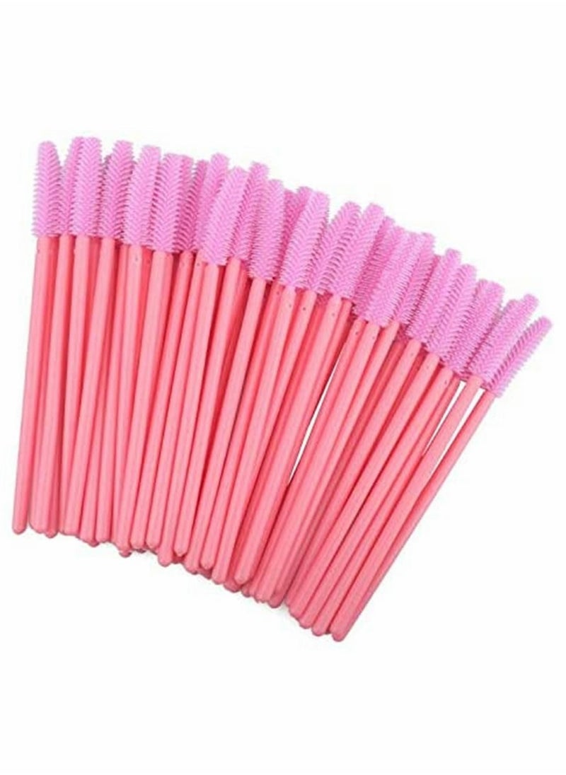 SYOSI - Silicone Disposable Eye Brushes, Pink Brush Mascara Wands, Eyelash Mascara Brushes Eye Lash Applicator Brush 100 PCS (Pink) - Image 1