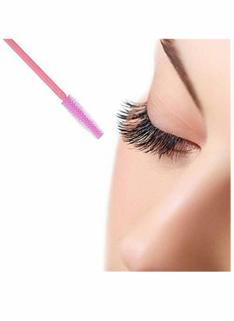 SYOSI - Silicone Disposable Eye Brushes, Pink Brush Mascara Wands, Eyelash Mascara Brushes Eye Lash Applicator Brush 100 PCS (Pink) - Image 1