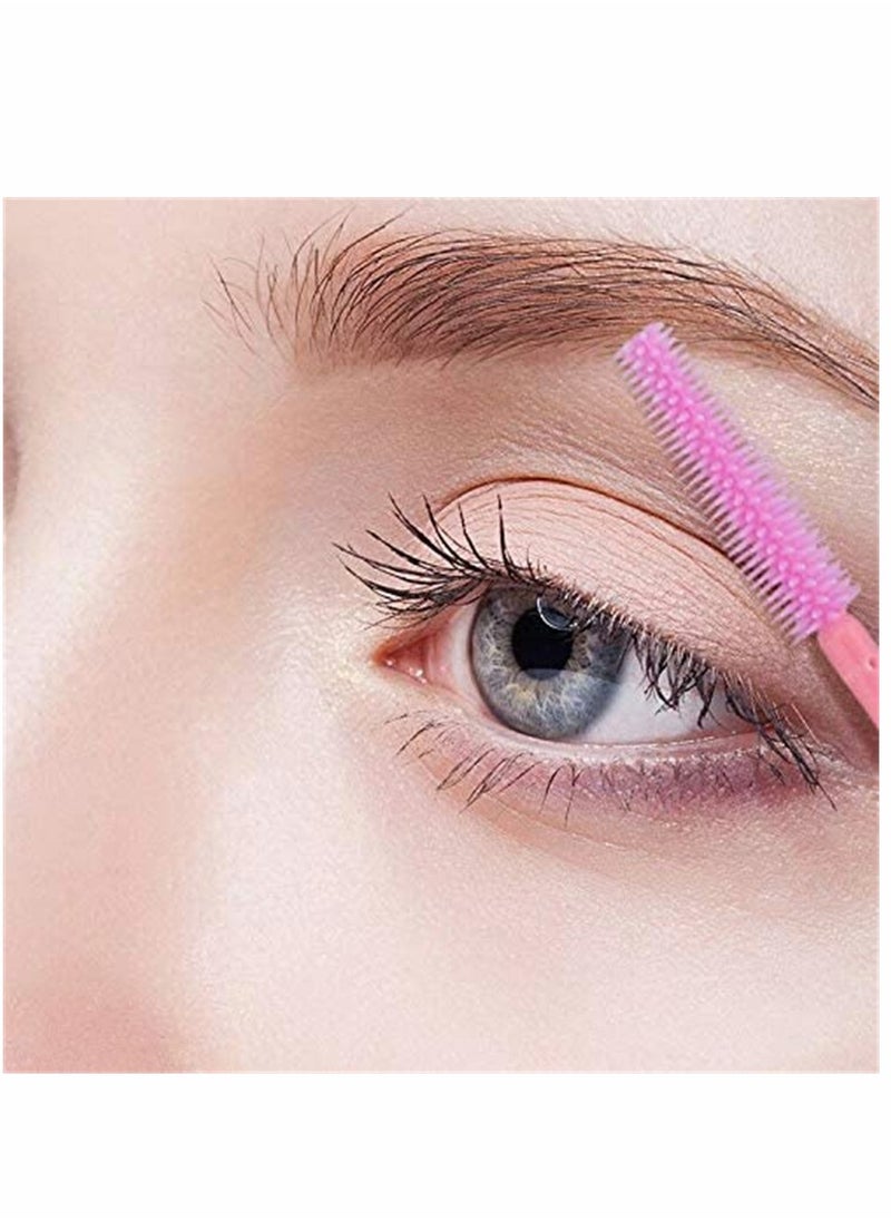 SYOSI - Silicone Disposable Eye Brushes, Pink Brush Mascara Wands, Eyelash Mascara Brushes Eye Lash Applicator Brush 100 PCS (Pink) - Image 1