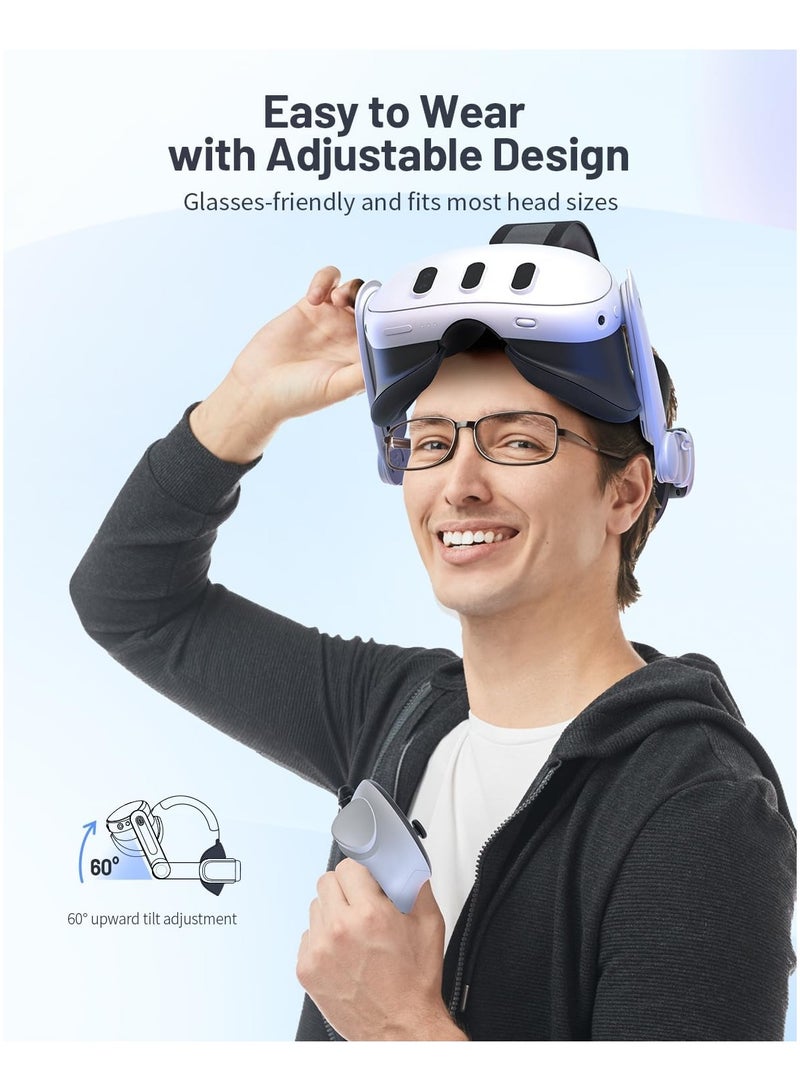 إكسسوارات حزام الرأس لـ Quest 3 و Quest 3S، سماعة واقع افتراضي مريحة، حزام رأس Quest 3S قابل للتعديل، خفيف الوزن كبديل. - Image 4
