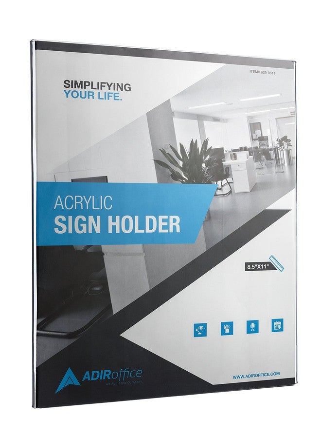 AdirOffice Adir Sign Holder with Mount Adhesive for Easy Installation- Portrait-Style Ad Frame - Side Insert with Clear Acrylic - Great for Office, Restaurant, Business and Store 8.5 x 11 Inches (6 Pack) - Image 2