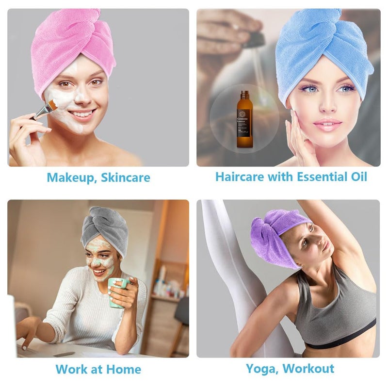 AIDEA Microfiber Hair Towel Wrap, 5 Pack Turbans, Super Absorbent Quick Dry for All Hair Types, Anti-Frizz Accessories for Women, 26"10" - Image 5