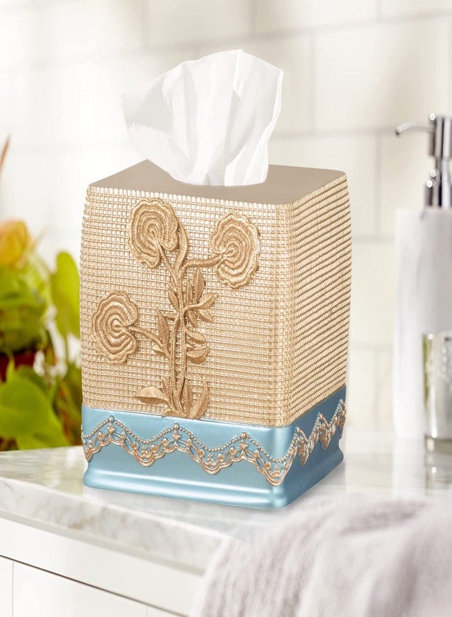 Popular Bath Ombre Rose Design Tissue Box, Blue - Image 2