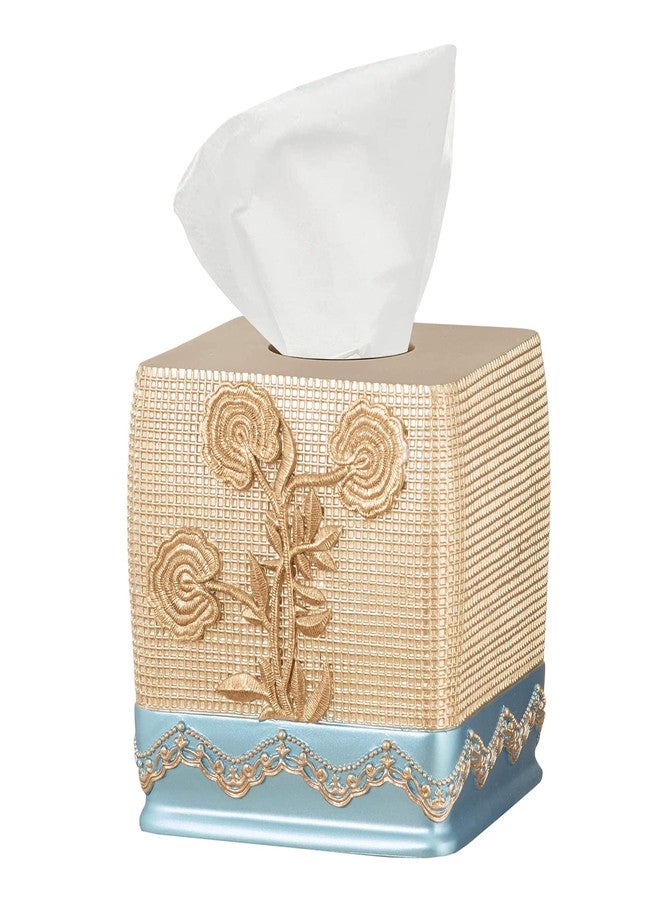 Popular Bath Ombre Rose Design Tissue Box, Blue - Image 1