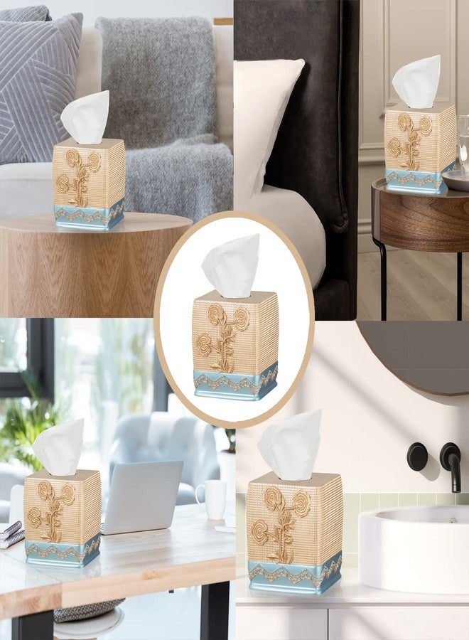 Popular Bath Ombre Rose Design Tissue Box, Blue - Image 3
