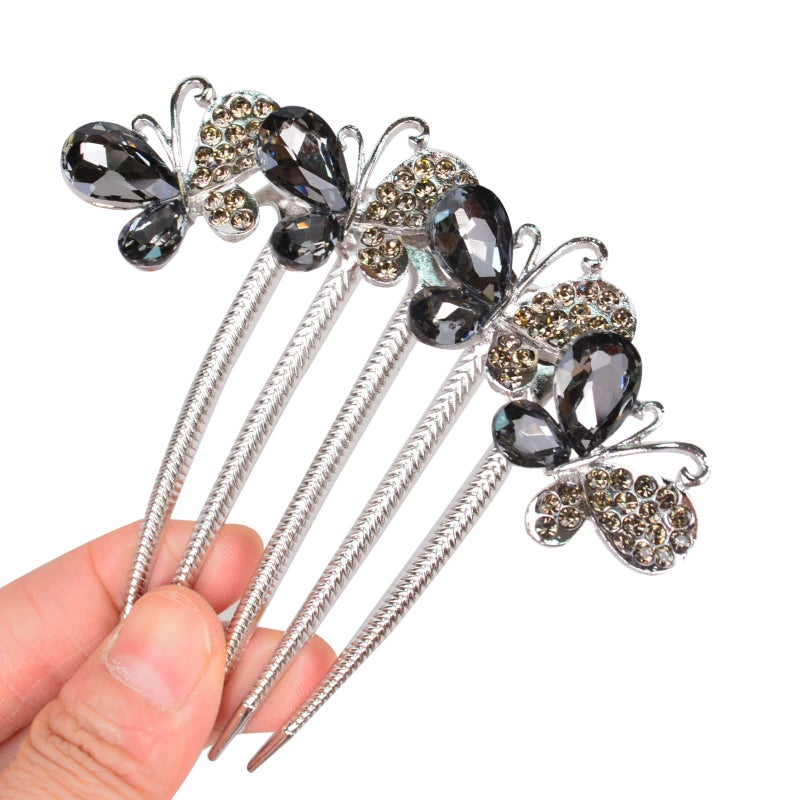Sankuwen Flower Rhinestones Hair Combs Accessories,Perfect Mother's Day Gifts,Brithday gifts(Style B,Grey) - Image 3