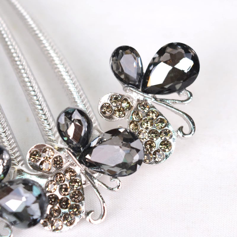 Sankuwen Flower Rhinestones Hair Combs Accessories,Perfect Mother's Day Gifts,Brithday gifts(Style B,Grey) - Image 4