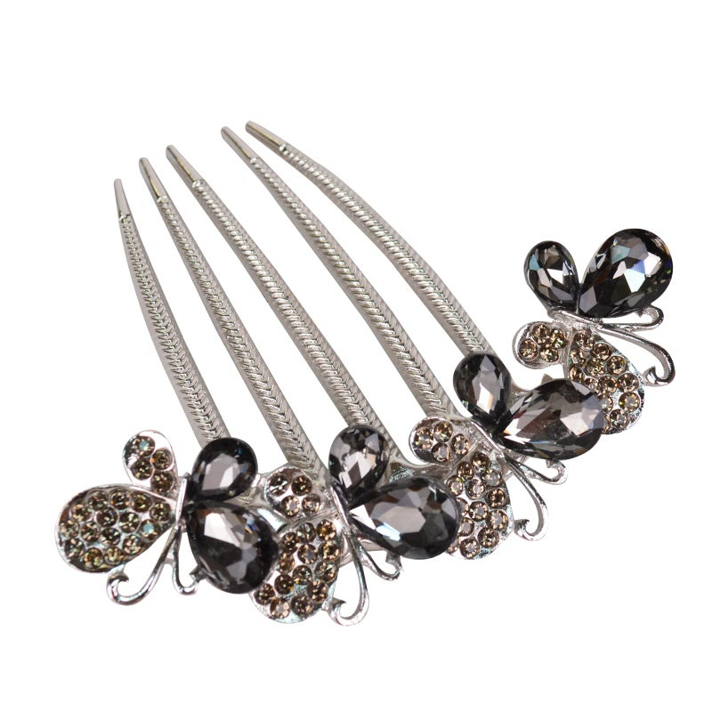 Sankuwen Flower Rhinestones Hair Combs Accessories,Perfect Mother's Day Gifts,Brithday gifts(Style B,Grey) - Image 2
