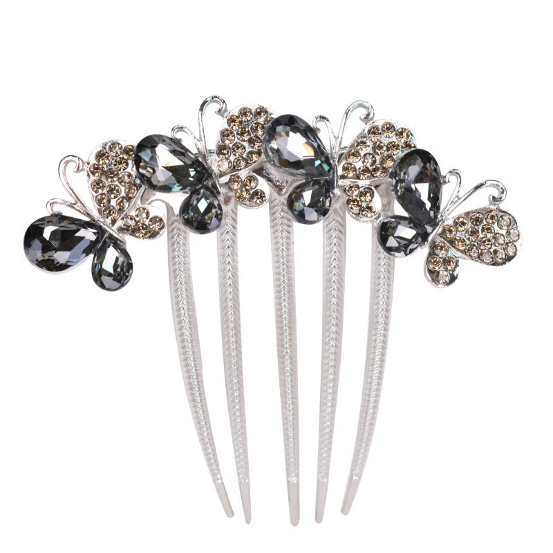 Sankuwen Flower Rhinestones Hair Combs Accessories,Perfect Mother's Day Gifts,Brithday gifts(Style B,Grey) - Image 1