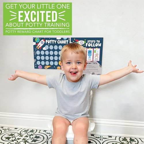 Hadley Designs Potty Training Chart for Boys with Fun Reward Stickers – 10 Potty Chart for Toddlers Boys, 8.5x11" Potty Training Sticker Chart for Toilet Success, Space Reward Chart for Kids - Image 5