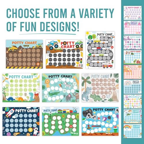 Hadley Designs Potty Training Chart for Boys with Fun Reward Stickers – 10 Potty Chart for Toddlers Boys, 8.5x11" Potty Training Sticker Chart for Toilet Success, Space Reward Chart for Kids - Image 2
