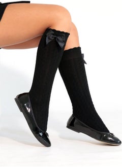 DayMod Dafne Bowknot Viscose Kids Knee High Socks Black  - Image 2