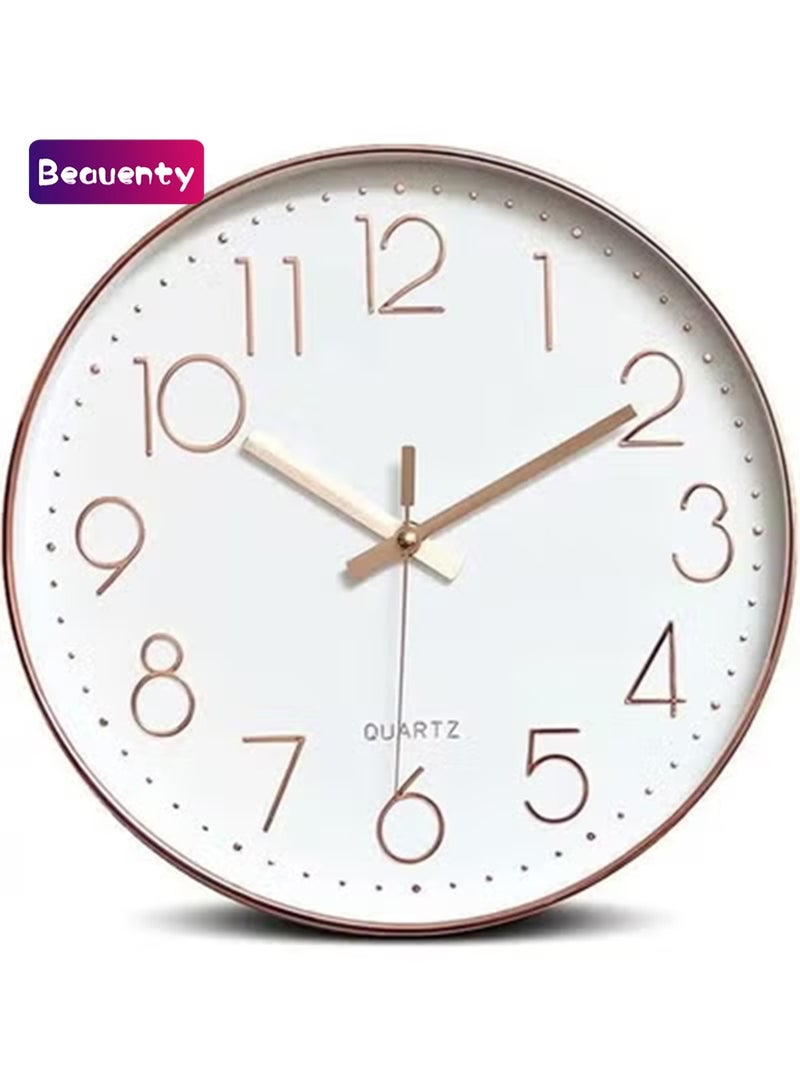 بيوينتي ساعة حائط دائرية صامتة 12 بوصة - ذهبي - Image 1