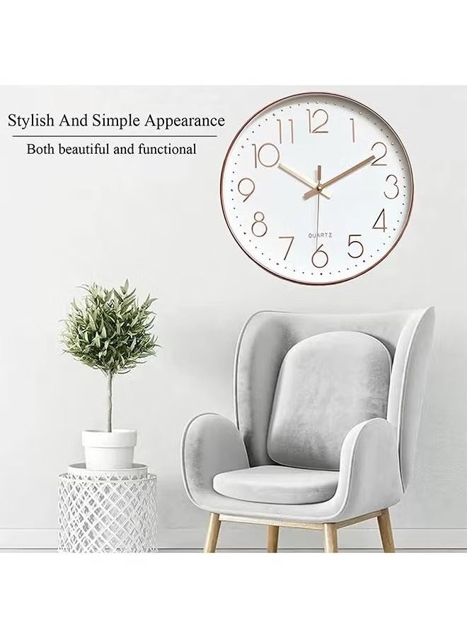 بيوينتي ساعة حائط دائرية صامتة 12 بوصة - ذهبي - Image 5