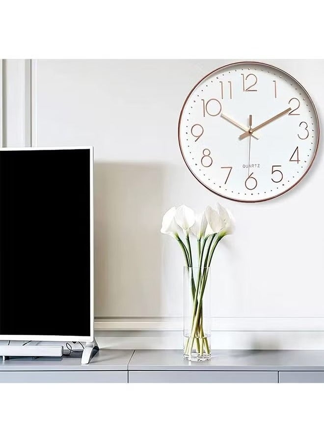 بيوينتي ساعة حائط دائرية صامتة 12 بوصة - ذهبي - Image 3