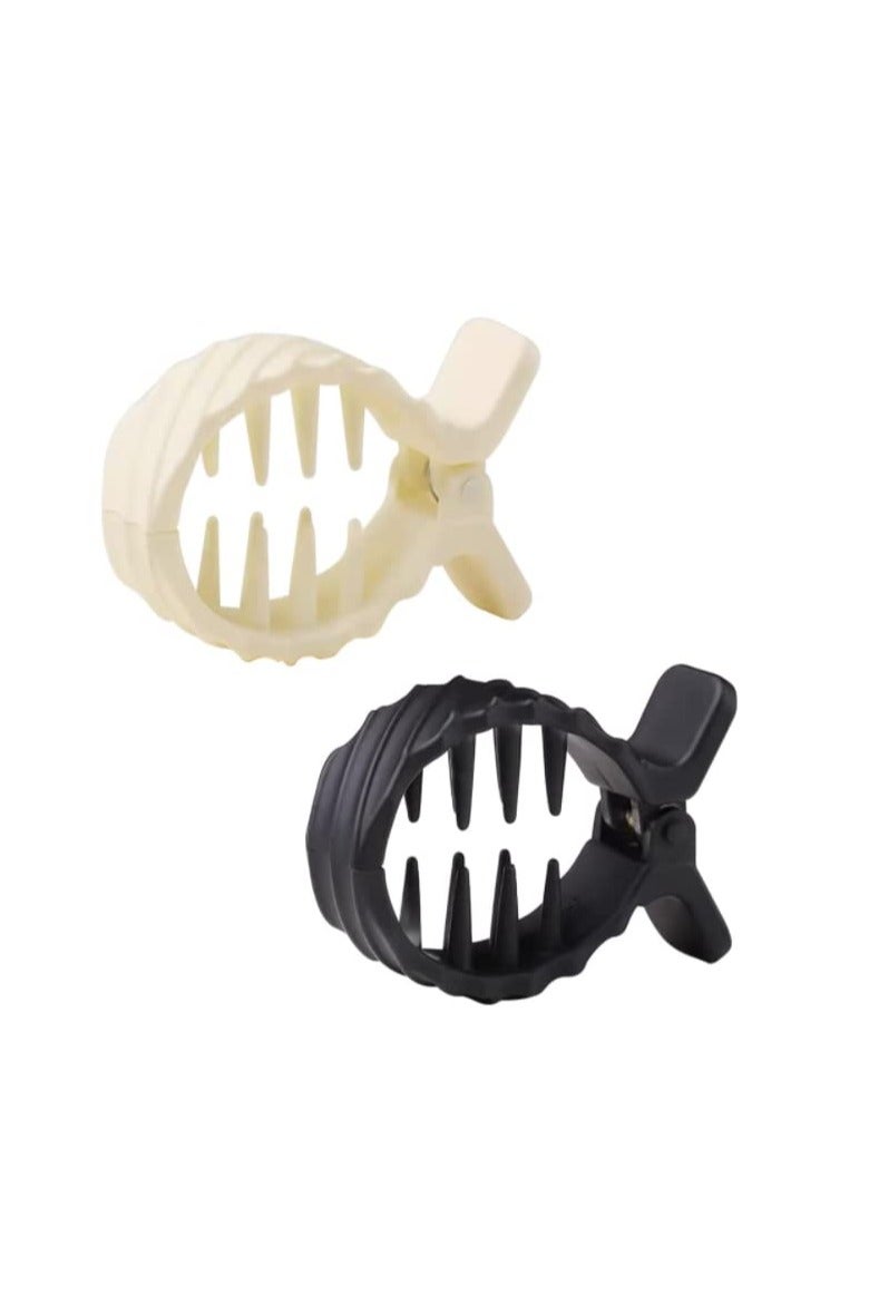 CMGTYYD 2 Pieces Matte Diagonal Stripe Ponytail Button Hair Clip, High Ponytail Claw Clip, Non-Slip Shark Clip for Women, Girls. - Image 1