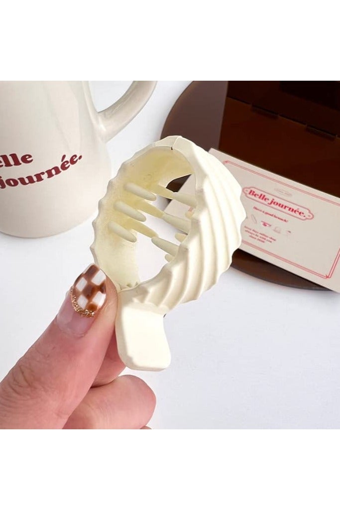 CMGTYYD 2 Pieces Matte Diagonal Stripe Ponytail Button Hair Clip, High Ponytail Claw Clip, Non-Slip Shark Clip for Women, Girls. - Image 3