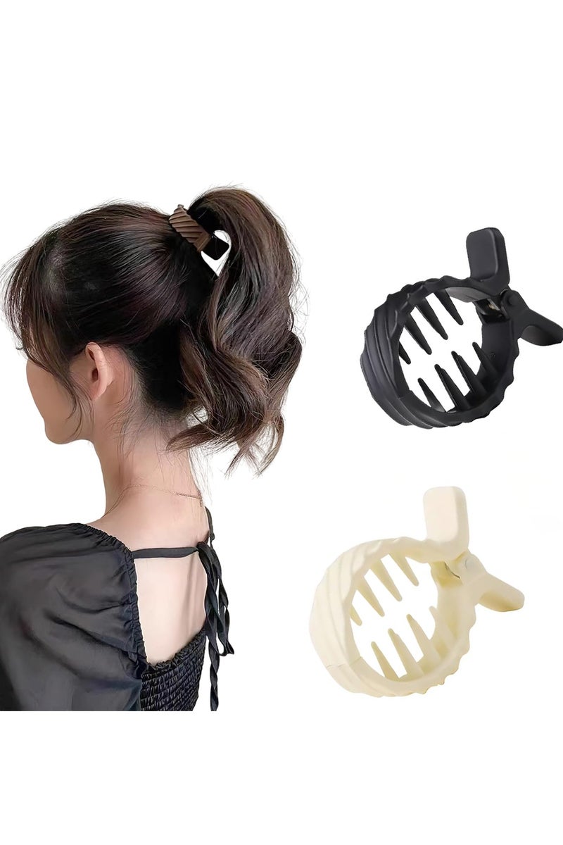 CMGTYYD 2 Pieces Matte Diagonal Stripe Ponytail Button Hair Clip, High Ponytail Claw Clip, Non-Slip Shark Clip for Women, Girls. - Image 5