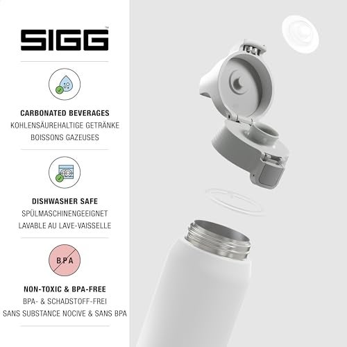 SIGG - Insulated Water Bottle - Shield Therm One White - Suitable for Carbonated Beverages - Leakproof - Dishwasher Safe - BPA Free - 90% Recycled Stainless Steel - White - 34 Oz - Image 3