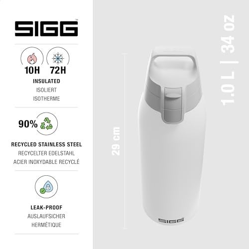 SIGG - Insulated Water Bottle - Shield Therm One White - Suitable for Carbonated Beverages - Leakproof - Dishwasher Safe - BPA Free - 90% Recycled Stainless Steel - White - 34 Oz - Image 2