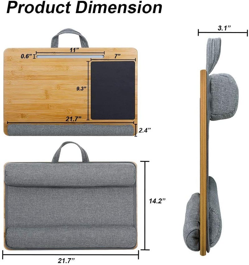 NICOYA Lap Desk for Laptop Fits up to 173 inch Laptop Natural Bamboo Laptop Lap Desk with CushionMouse Pad Wrist Pad and Tablet Phone Holder for Kids Adults - Image 4