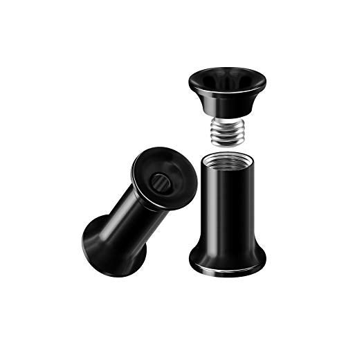 BIG GAUGES Pair of Internally Threaded Black Anodized 6g 5/32''4mm Double Flared Piercing Jewelry Ear Plug Stretcher Lobe Earring BG14021, Stainless Steel (DFT 14021) - Image 1