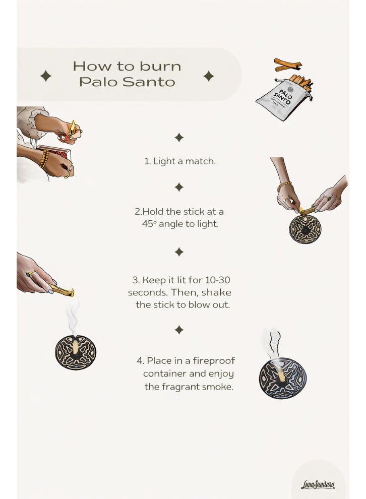 أعواد تلطيخ لونا سوندارا بالو سانتو من بيرو - جودة محصودة بشكل مستدام منتقاة يدويًا - 100 جرام (حوالي 13-18 عصا) - view 2