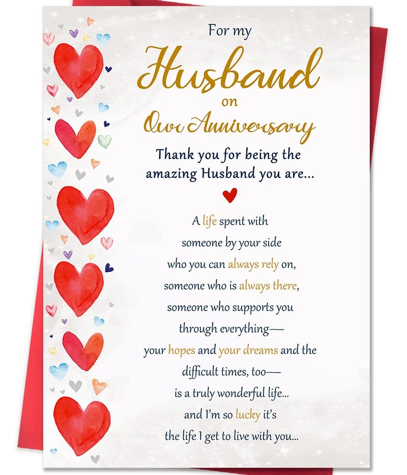 Beixian Romantic Anniversary Card for Husband, Funny Anniversary Card Gifts from Wife, Sweet Wedding Day Gifts for Husband - Image 1