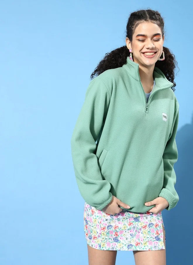 STREET 9  Gorgeous Green Solid Sweatshirt for Women for Women | Best Price UAE