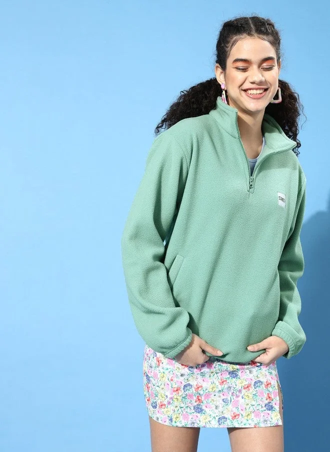 Gorgeous Green Solid Sweatshirt for Women