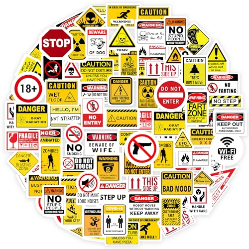 True Flair Trueflair Pack of 59 Hard Hat Vinyl Laptop Stickers, Random Designs, for Laptop, Journal, Bike Helmet, Diary, Guitar, Mobile, Waterproof, Self-Adhesive (Danger) - Image 1