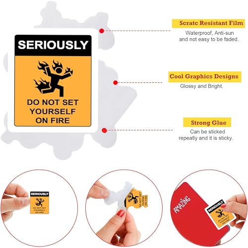 True Flair Trueflair Pack of 59 Hard Hat Vinyl Laptop Stickers, Random Designs, for Laptop, Journal, Bike Helmet, Diary, Guitar, Mobile, Waterproof, Self-Adhesive (Danger) - Image 5